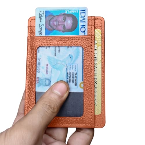 LEATHER Handcrafted Front Pocket Credit Card Holder with RIFD Blocking (Sandstone Tan)