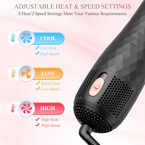 Hair Dryer Brush Blow Dryer Brush Straightener (Black)