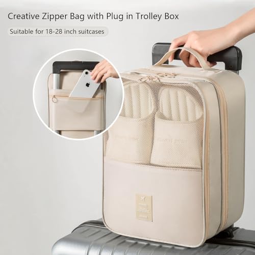2 Pack Shoe Bags for Travel (Beige)