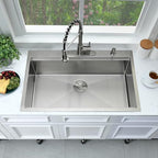 33x19 Drop In Kitchen Sink Stainless Steel Workstation Sink (33"L x 19"W x 10"D / Brushed Nickel)