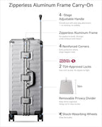 28 Inch Zipperless Checked Luggage (Silver Grey / 28 Inch)