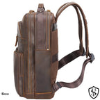 Angelo 17.3" Vintage Full Grain Leather Laptop Backpack for Men (Dark Brown)