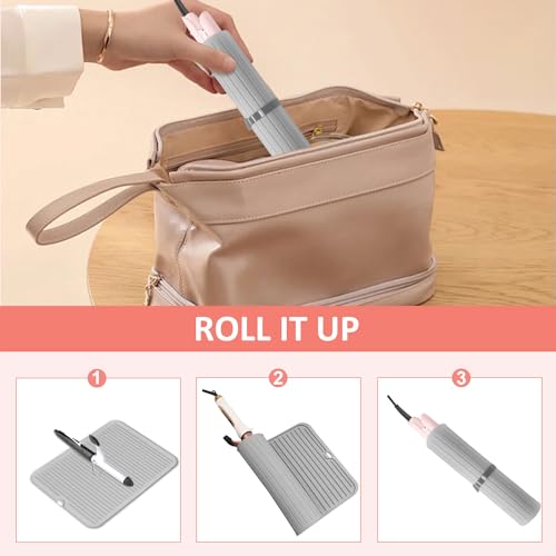 Heat Resistant Large Silicone Mat for Hair Styling Tools (Gray)