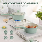 2.5 QT Ceramic Nonstick Saucepan with Lid (Mint Green / 2.5 Quarts)