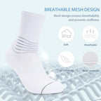 Crew Compression Socks for Women Men with Ankle Arch Support Plantar Fasciitis Relief 3 Pairs (Large / White(3 Pairs))