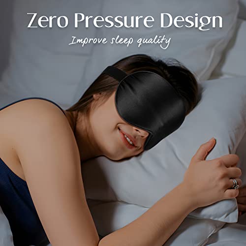 Mulberry Silk Sleep Eye Mask (Black / 1 Count (Pack of 1))