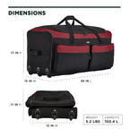 36" Asgard 3 Wheel Rolling Duffel Bag (Red)