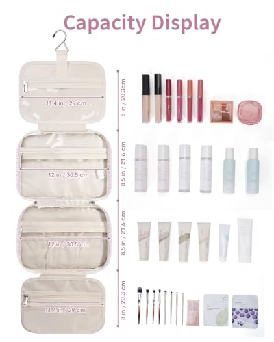 Travel Toiletry Bag for Women (Y-Pink Flower Buds / Large)