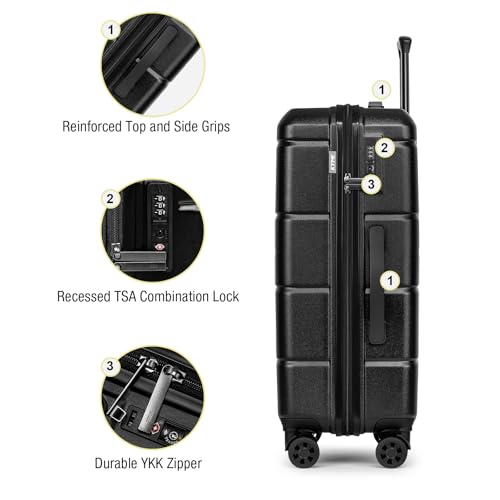 Luggage Sets 2 Piece Suitcase Set Hardshell 20 inch (Black / 2-Piece Set (20/24))
