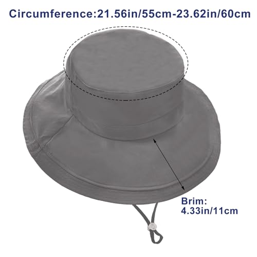 Sun Hats for Women Wide Brim Ponytail UV Protection Beach Hat Packable Waterproof Bucket Hat for Travel Hiking Gardening (Grey)