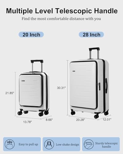 Expandable Luggage Sets (White / 20/28 Inch EXT)