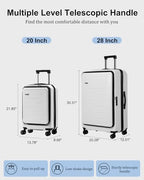 Expandable Luggage Sets (White / 20/28 Inch EXT)