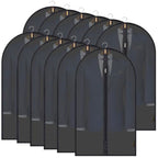 12PK Garment Bags for Hanging Clothes (40" 12PK / Black-Translucent)