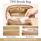 Initial Makeup Bag Personalized Gift for Women Teen Girls (Coffee / K)