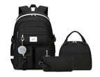 Girls Backpack Stylish Schoolbag Set for College Casuanl Backpack for Girls Black (Black)