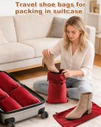 6 Pcs Single Shoe Bags for Travel (Rio Red / 17.3"x8.6")