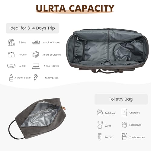 Garment Bags for Travel Canvas Duffle Bags for Men Hanging Suitcase (Grey)