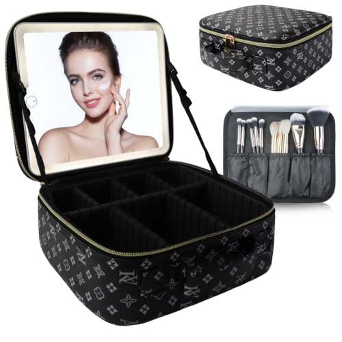 Makeup Bag with Led Mirror (Black-1 / with LED mirror)