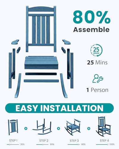 Outdoor Rocking Chair Set of 2 (Block Tone Navy / 2 Packs)