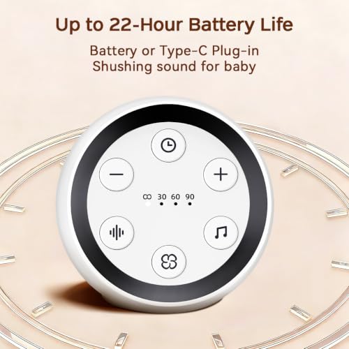 Portable Sound Machine White Noise Machine for Baby Kids Adults Sleeping with 32 Soothing Sounds 32 Volume Levels Brown Noise Machine with 4 Timer Memory Funtion for Travel Office Privacy (White)