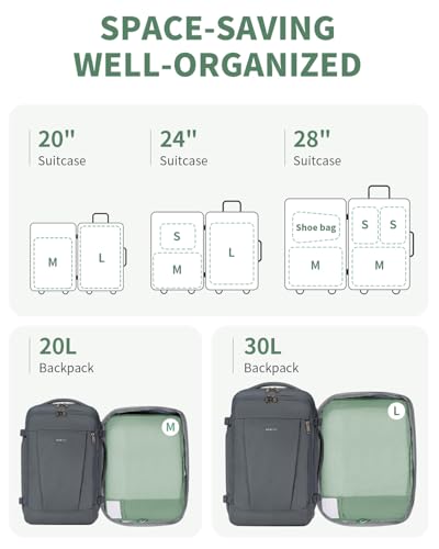 6 Set Packing Cubes for Travel Durable Suitcase Organizer Bags Set with Personalized Tag Travel Essentials with Shoe Bag Traveling Accessories for Luggage Machine Washable (Set of 6 / No Compress-Green)