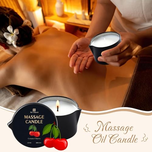 3 Pack Massage Oil Candles 2.35oz Low Temp Massage Candle Valentines Gifts (2.35 oz)