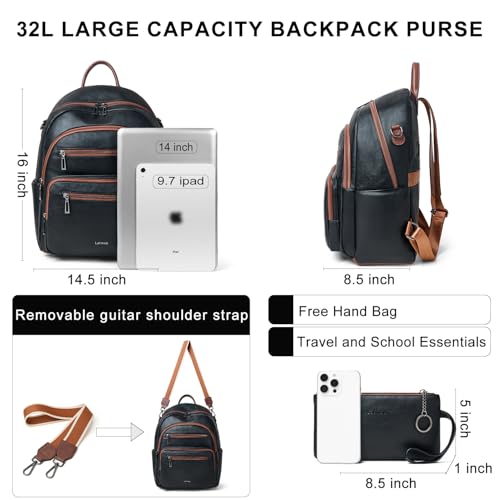 Backpack Purse for Women Laptop Backpack (Style1-black&brown)