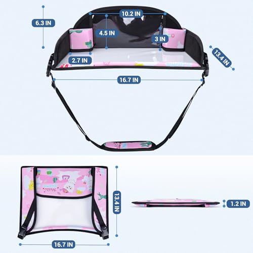 Kids Travel Tray for Car Seat (Pink Alpaca)