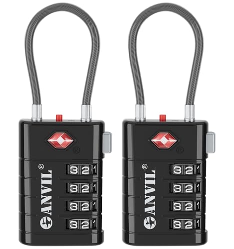 TSA Approved Luggage Locks with Search Alert Indicator (Black)