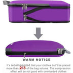 4 Set/6 Set/8 Set Compression Packing Cubes Travel Accessories Expandable Packing Organizers (Cloth Pattern, 4-Purple) (4-Purple / Cloth Pattern)