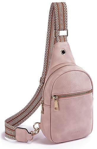 Sling Bag for Women Vegan Leather Small Fanny Pack Crossbody Bags Chest Bag for Women Pink (2-pink)