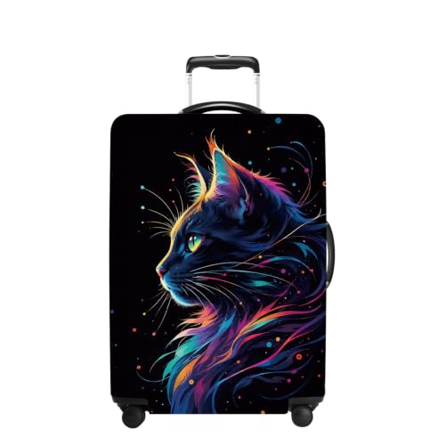 Neon Cat Luggage Cover Washable Suitcase Protector Anti (Neon Cat / S(20-22inch suitcase))