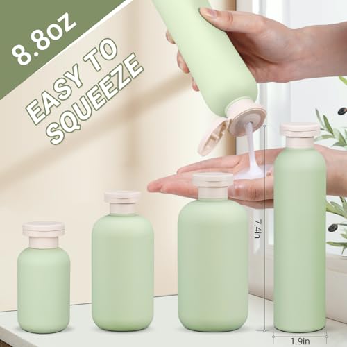 Plastic Leak Proof Travel Bottles for Toiletries (Blue+Pink+Green / 8.8 oz)