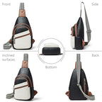 Sling Bag Crossbody Bags for Women Small Cross Body Bag Fanny Packs Chest Sling Purse for Daily Travel Leisure Sport (4-1 White Black With Brown)
