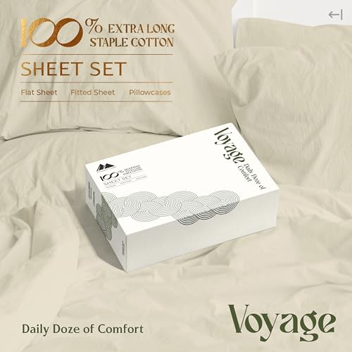 100% Egyptian Cotton Queen Size Sheets Set (Queen / 07 - Sand)