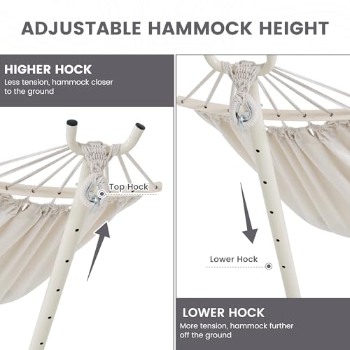 LazyDaze Hammocks Double Hammock with Stand (Pure Beige)
