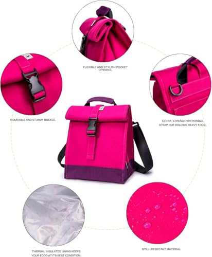 Insulated Lunch Bag Rolltop Lunch Box (Purple)