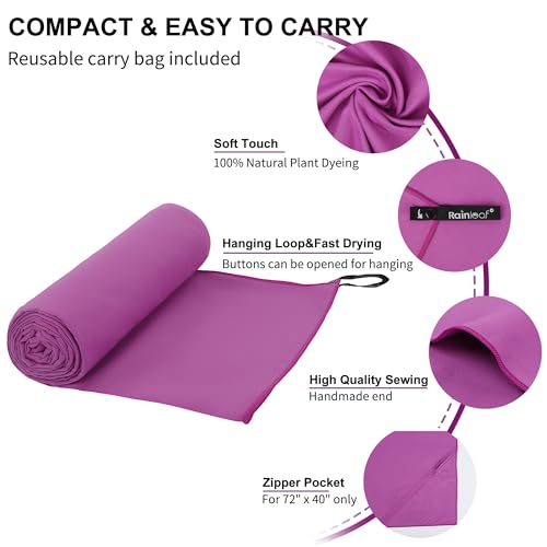 Microfiber Towel Quick Dry Camping & Travel & Gym Towel. Compact (Purple / 24.00" x 12.00")