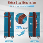 Suitcase Set 28 IN Expandable Luggage with TSA Lock Spinner Wheels (Vintage Luggage / Blue(28+bags))