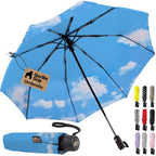 Compact Travel Size Umbrella for Rain (Sky Blue Clouds)