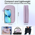 PU Leather Cable Organizer Double Layer Travel Pouch (Purple / M)