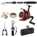Fishing Rod 6.9ft Telescopic Fishing Rod and Reel Combo with Fishing Pliers and Lip Gripper Fishing Equipment (Red-6.9ft Spinning Combo)
