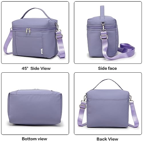 NOL 8L Insulated Lunch Bags for Women Cooler Bag Lightweight Nylon Waterproof Lunch Box For Work (Light Purple / Medium (8 Liters))