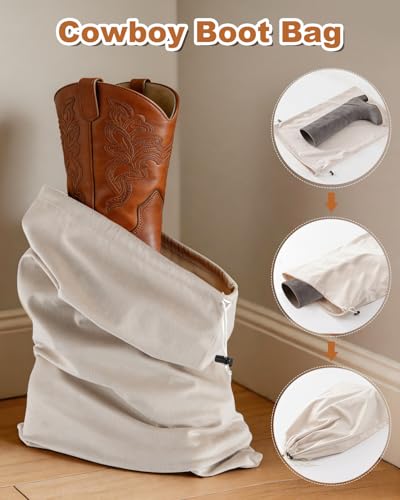 4 Pcs Shoe Bags for Travel (Beige / 21.2"x13.3")