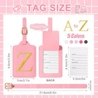 Personalized Initial Luggage Tags for Suitcase (Pink Leather,glod Letter / Z)