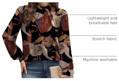 Womens Tops for Teachers Fall Outfits for Women 2026 Long Sleeve Shirts Blouses Work School Outfits for Teachers Outfits Fall Clothes Fashion Clothing Trendy Ladies Tops Floral Print L (01 - Floral Printb / Large)