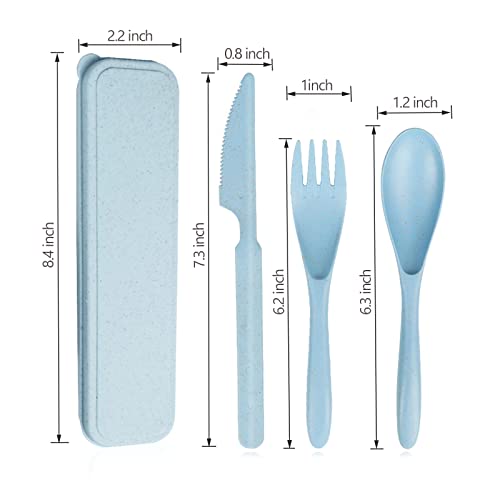 Reusable Travel Utensils Set with Case (1 Sets - Blue)