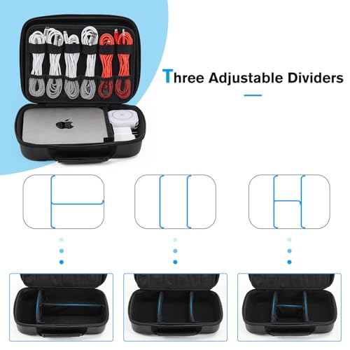 Hard Travel Electronic Organizer Case for MacBook Power Adapter Chargers Cables Power Bank Apple Magic Mouse Apple Pencil USB Flash Disk SD Card Small Portable Accessories Bag (Jet Black / Extra Large - 11.8 x 8.0 x 3.3 Inch)