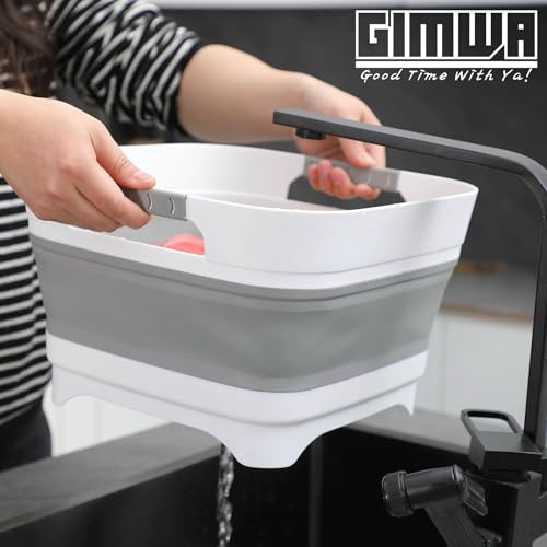 2.6 Gal Collapsible Baby Bottle Wash Basin with Drain Plug (Gray)