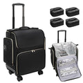 Hairstylist Traveling Case with 4 Clear Travel Makeup Bags Set (Black-with 4 Clear Bags / XL)